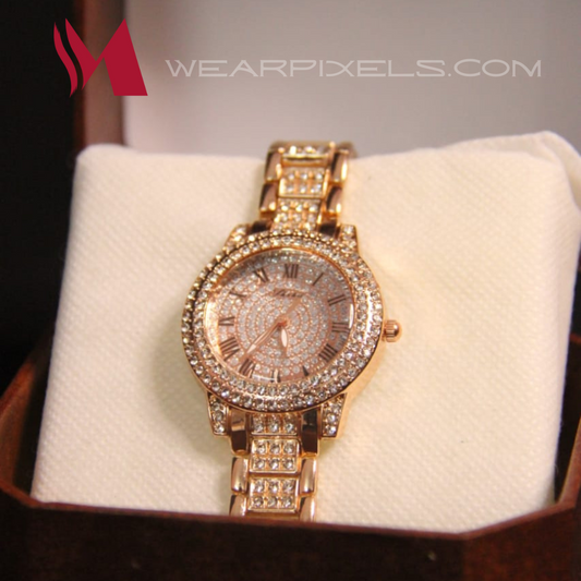 Elegant Feminine Golden+Diamond Watch